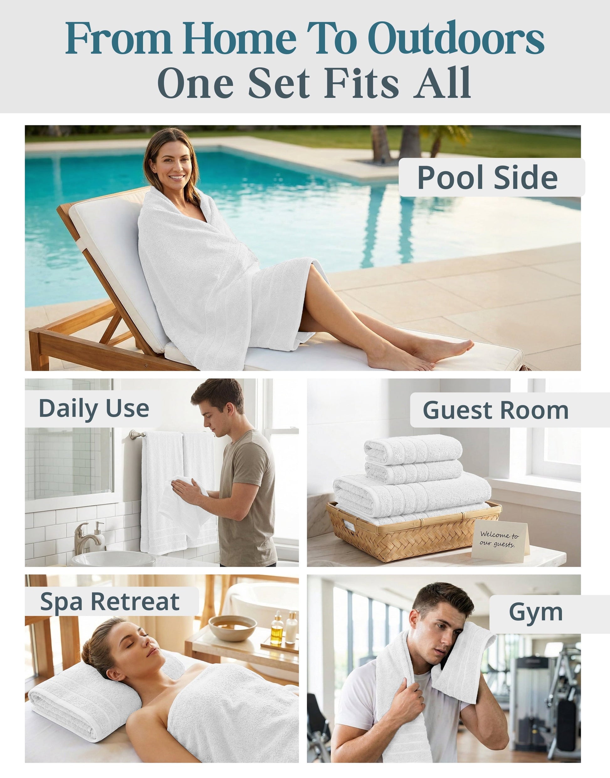 8-Piece Cotton Bath Towel Set