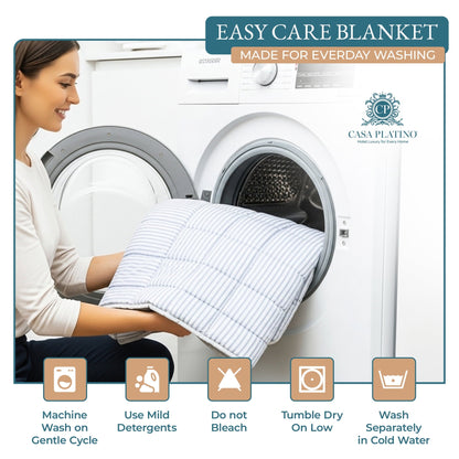 Quilted Bed Blanket cp-gallery: color=Ticking Stripe Blue