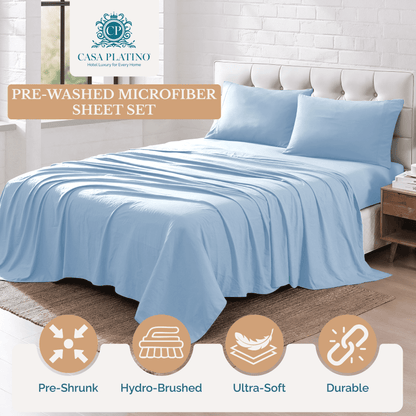Washed Microfiber Sheet Set cp-gallery: color=French Blue
