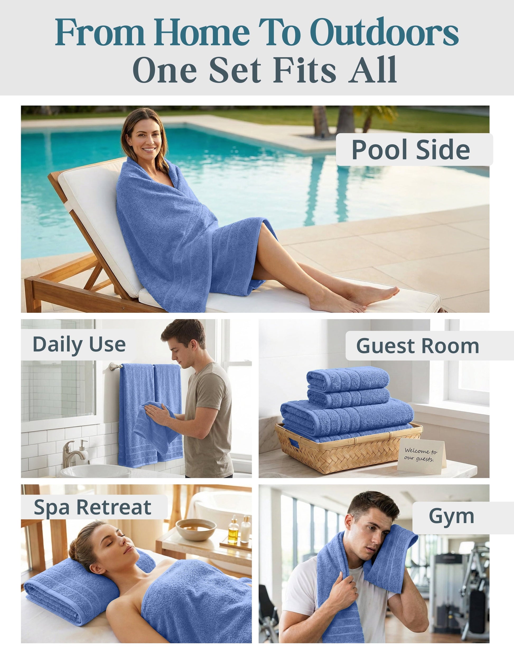 8-Piece Cotton Bath Towel Set
