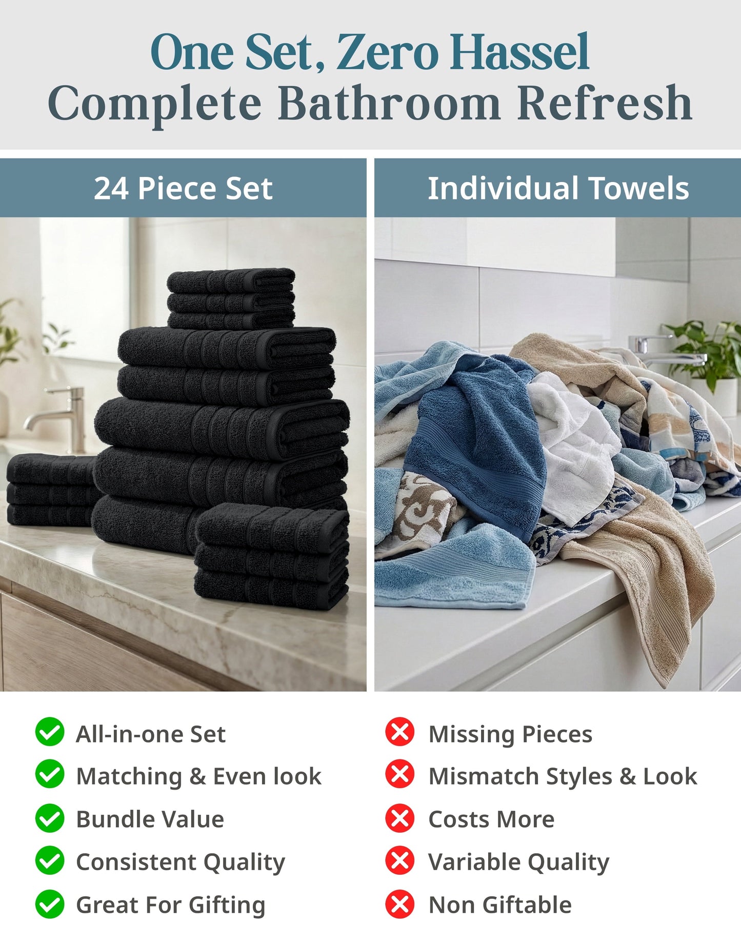 24-Piece Cotton Bath Towel Set cp-gallery: color=Black; size=24 Piece Set