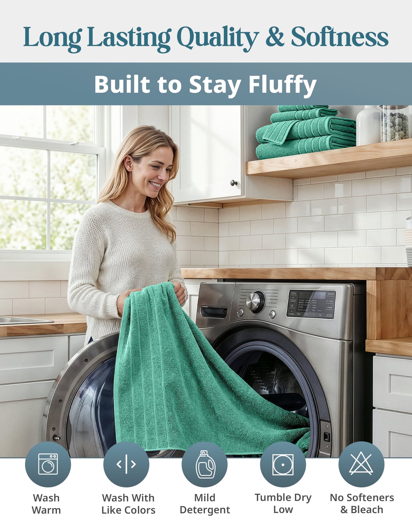 24-Piece Cotton Bath Towel Set cp-gallery: color=Teal; size=24 Piece Set