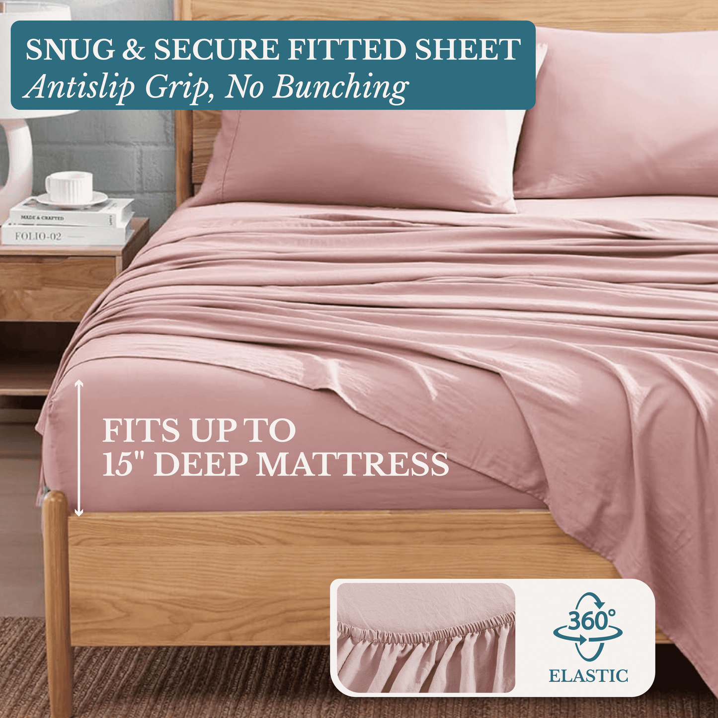 Washed Microfiber Sheet Set cp-gallery: color=Sepia Rose; size=Split King