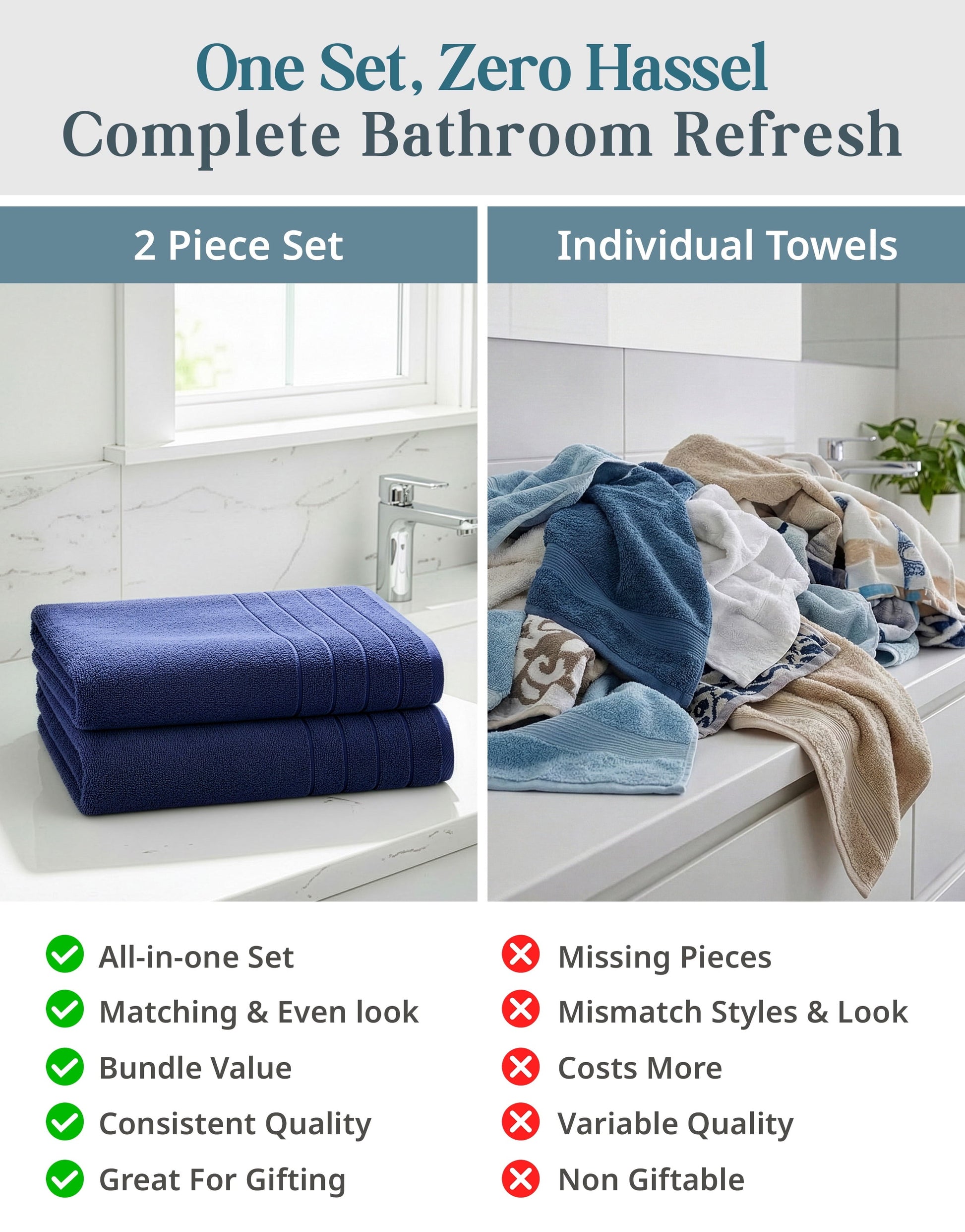 2-Piece Cotton Bath Towels Set
