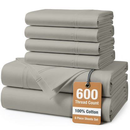 600 Thread Count Cotton Sheet Set cp-gallery: color=Silver; size=Full