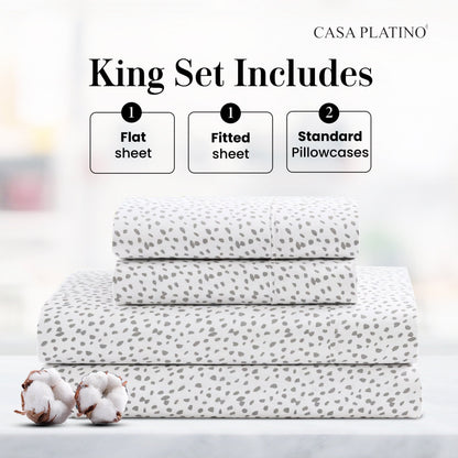 Percale Cotton Sheet Set cp-gallery: color=Grey White Dot; size=King