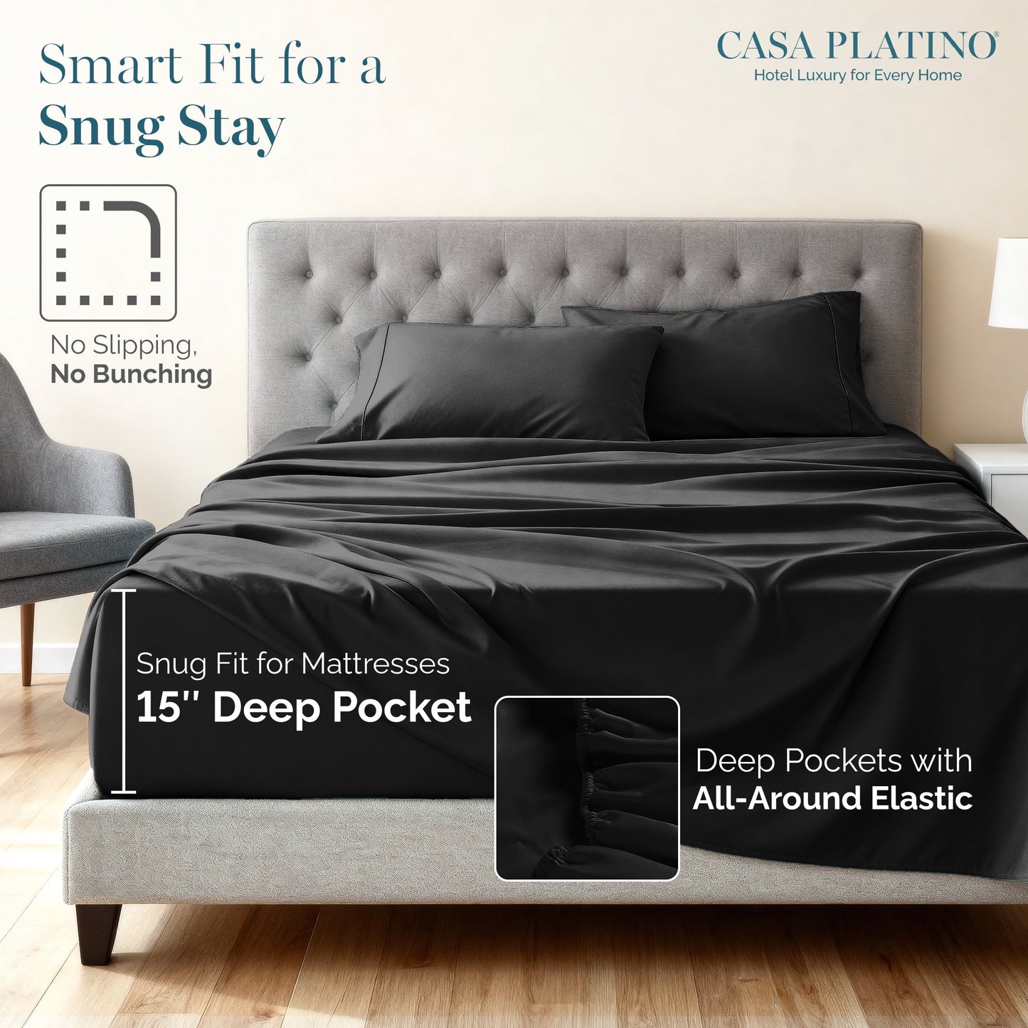 1000 Thread Count Egyptian Cotton Sheet Set cp-gallery: color=Black