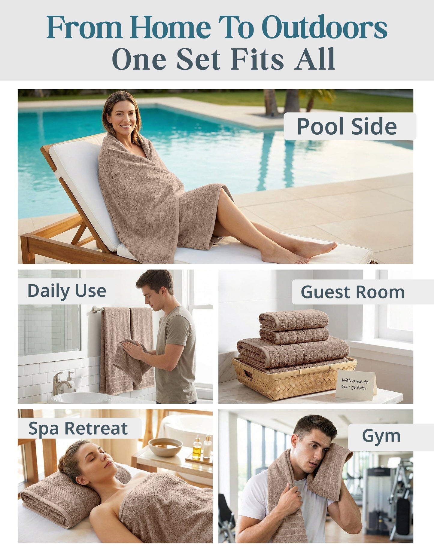 8-Piece Cotton Bath Towel Set cp-gallery: color=Towny Brown; size=8 Piece Set