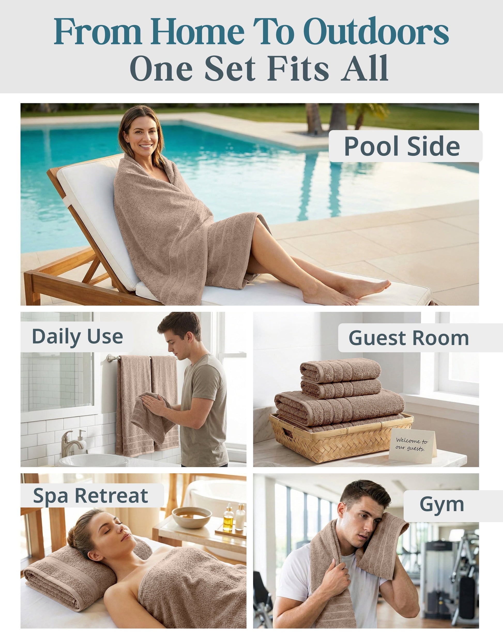 8-Piece Cotton Bath Towel Set