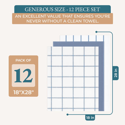 Multi-Weave Kitchen Towel Set cp-gallery: color=Indigo; size=12 Piece Set