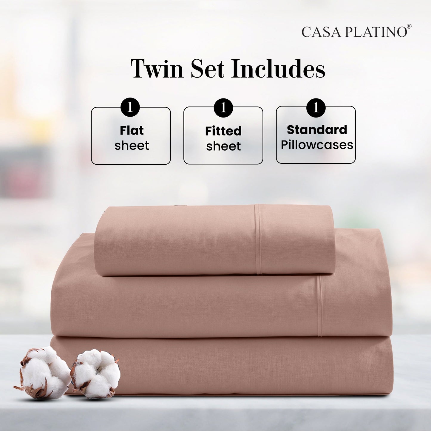 Percale Cotton Sheet Set cp-gallery: color=Sepia Rose; size=Twin