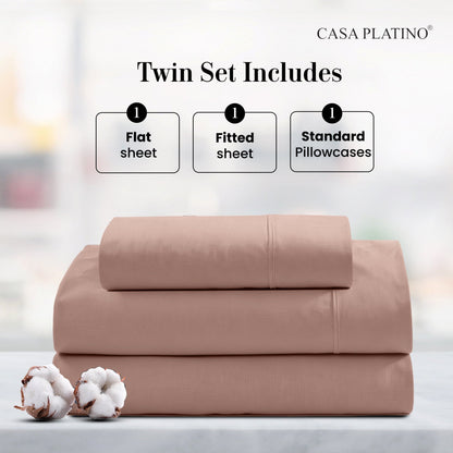 Percale Cotton Sheet Set cp-gallery: color=Sepia Rose; size=Twin