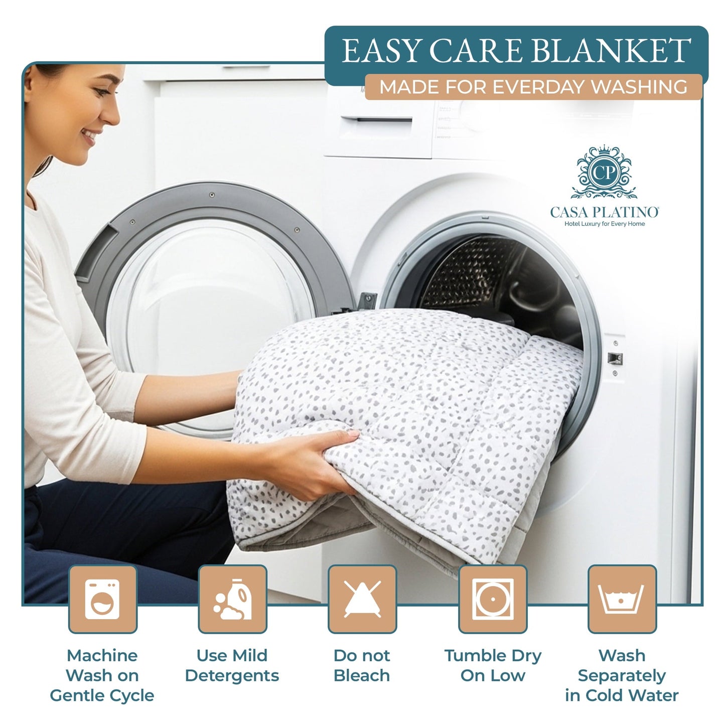 Quilted Bed Blanket cp-gallery: color=White Base Dot-silver