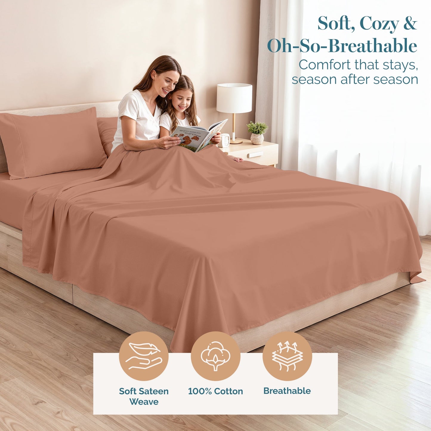 450 Thread Count Cotton Sheet Set cp-gallery: color=Rose Dawn
