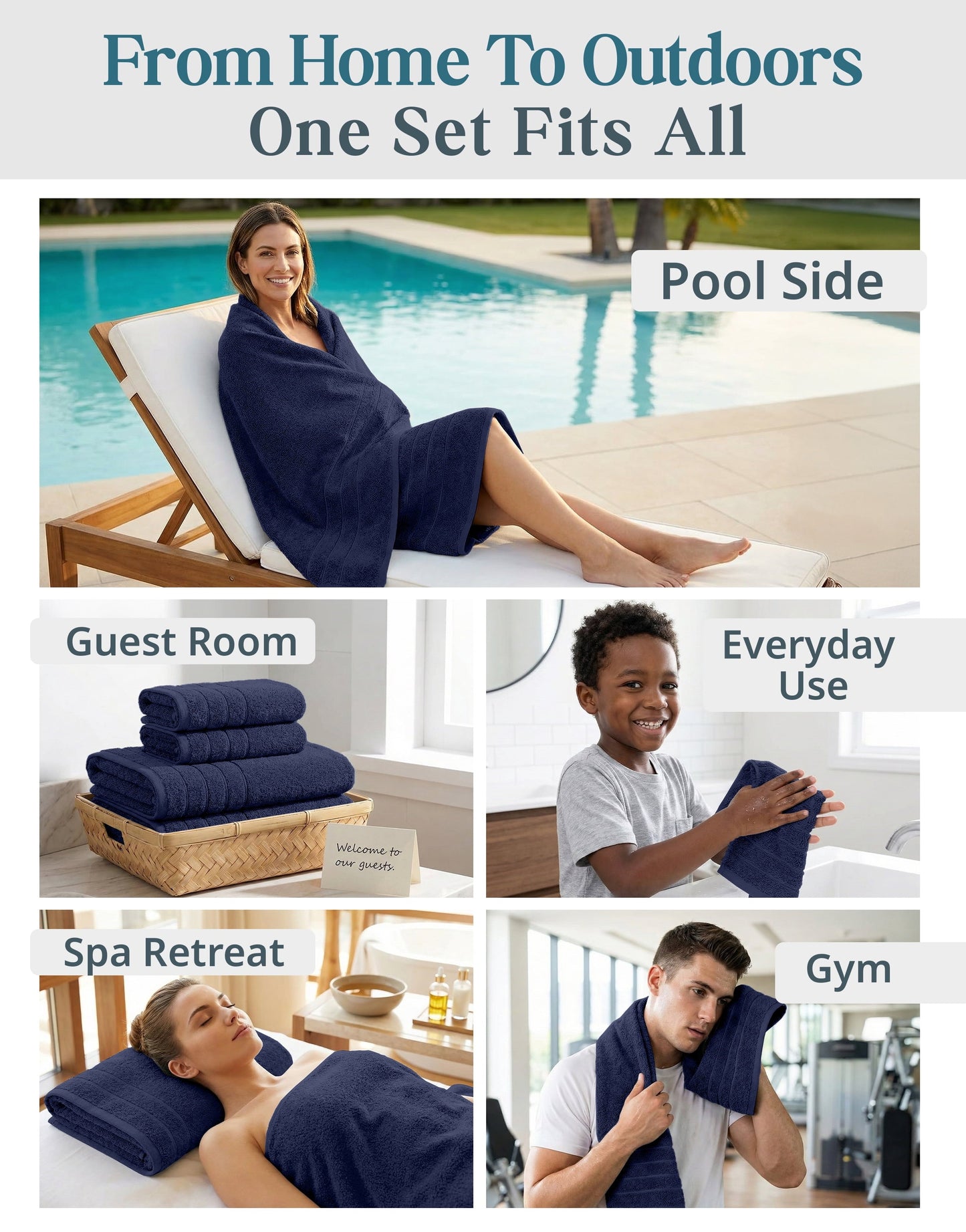 24-Piece Cotton Bath Towel Set cp-gallery: color=Navy; size=24 Piece Set