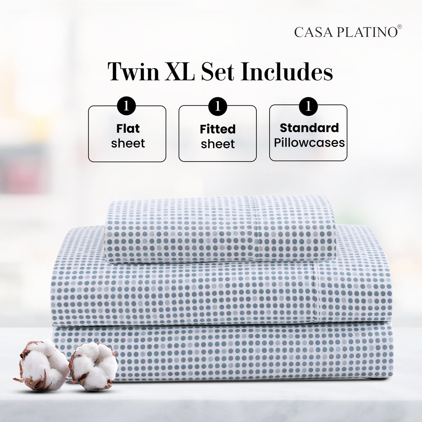 Percale Cotton Sheet Set cp-gallery: color=Polka Dot; size=Twin-XL