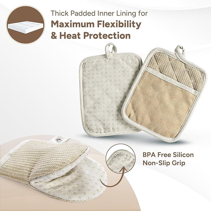 Kitchen Set - Oven Mitts, Pot Holders & Towels cp-gallery: color=Beige; size=8 Piece Set
