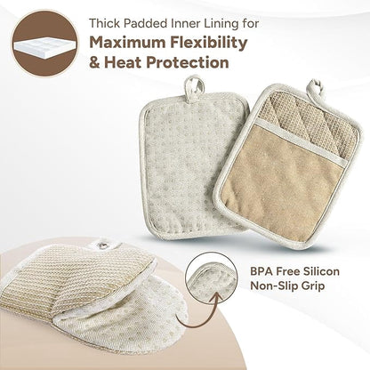 Kitchen Set - Oven Mitts, Pot Holders & Towels cp-gallery: color=Beige; size=8 Piece Set