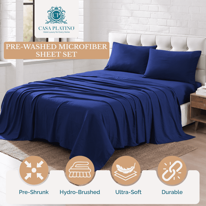 Washed Microfiber Sheet Set cp-gallery: color=Navy