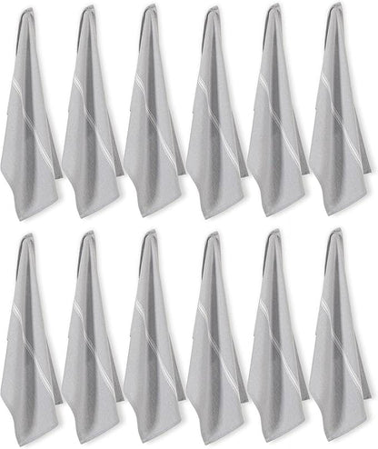 Herringbone Kitchen Towel Set cp-gallery: color=Grey Chambray; size=12 Piece Set