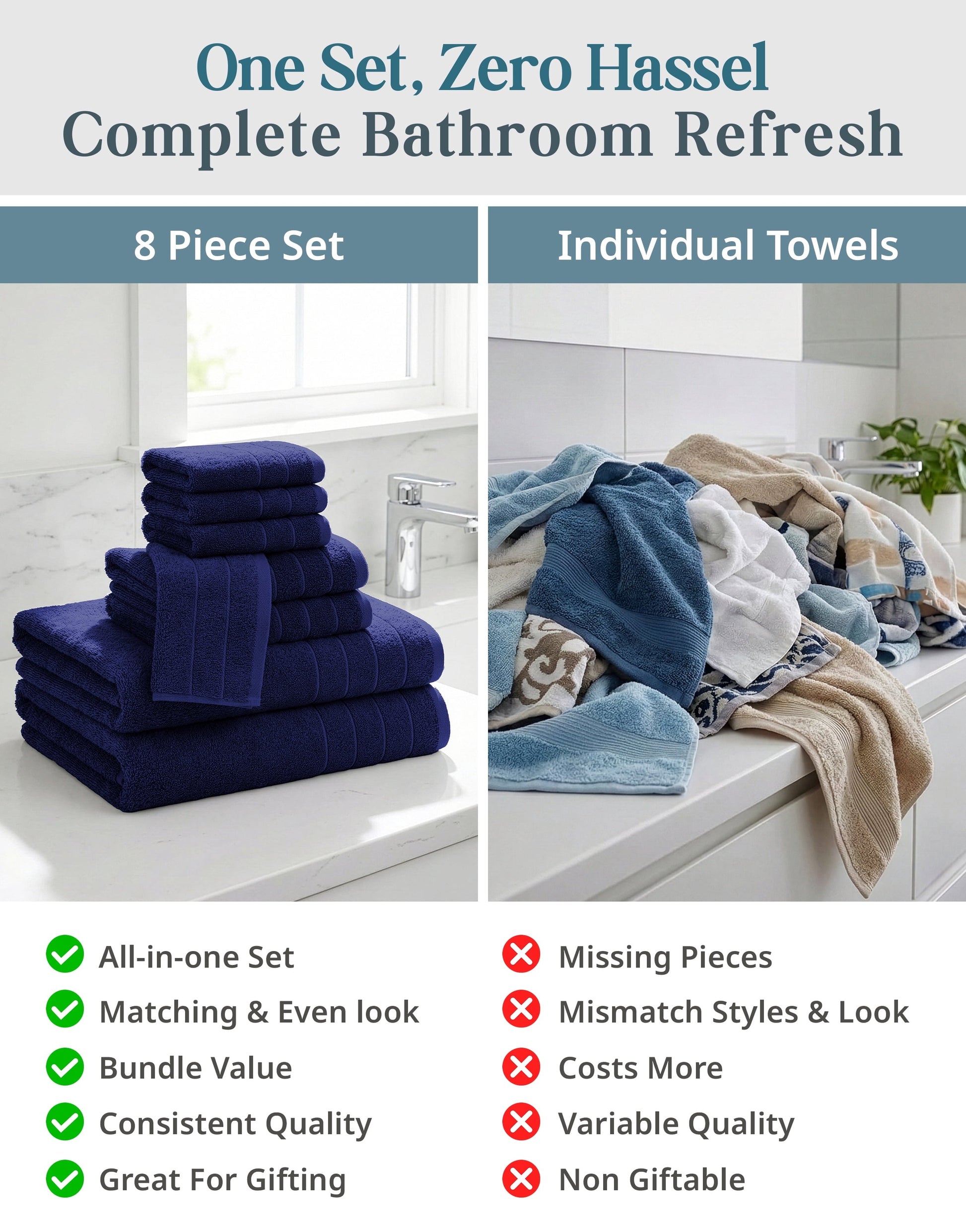 8-Piece Cotton Bath Towel Set