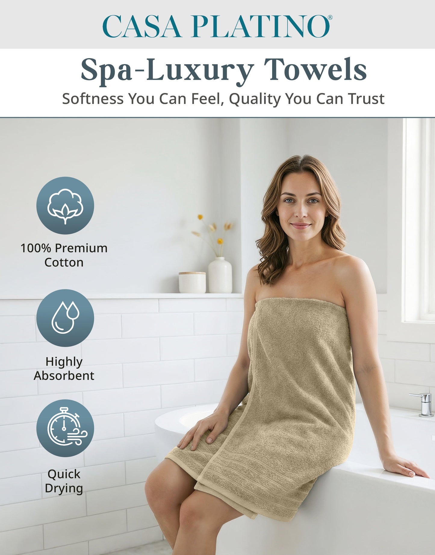 24-Piece Cotton Bath Towel Set cp-gallery: color=Taupe; size=24 Piece Set