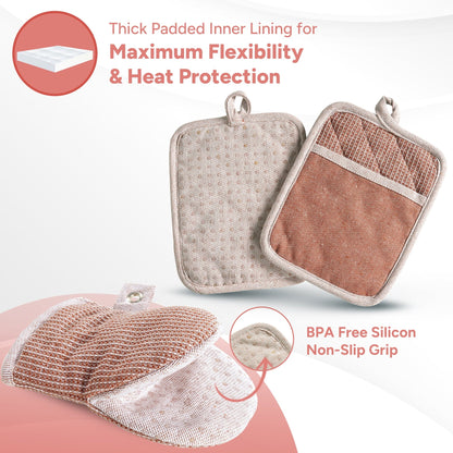 Kitchen Set - Oven Mitts, Pot Holders & Towels cp-gallery: color=Canyon Rose; size=4 Piece Set