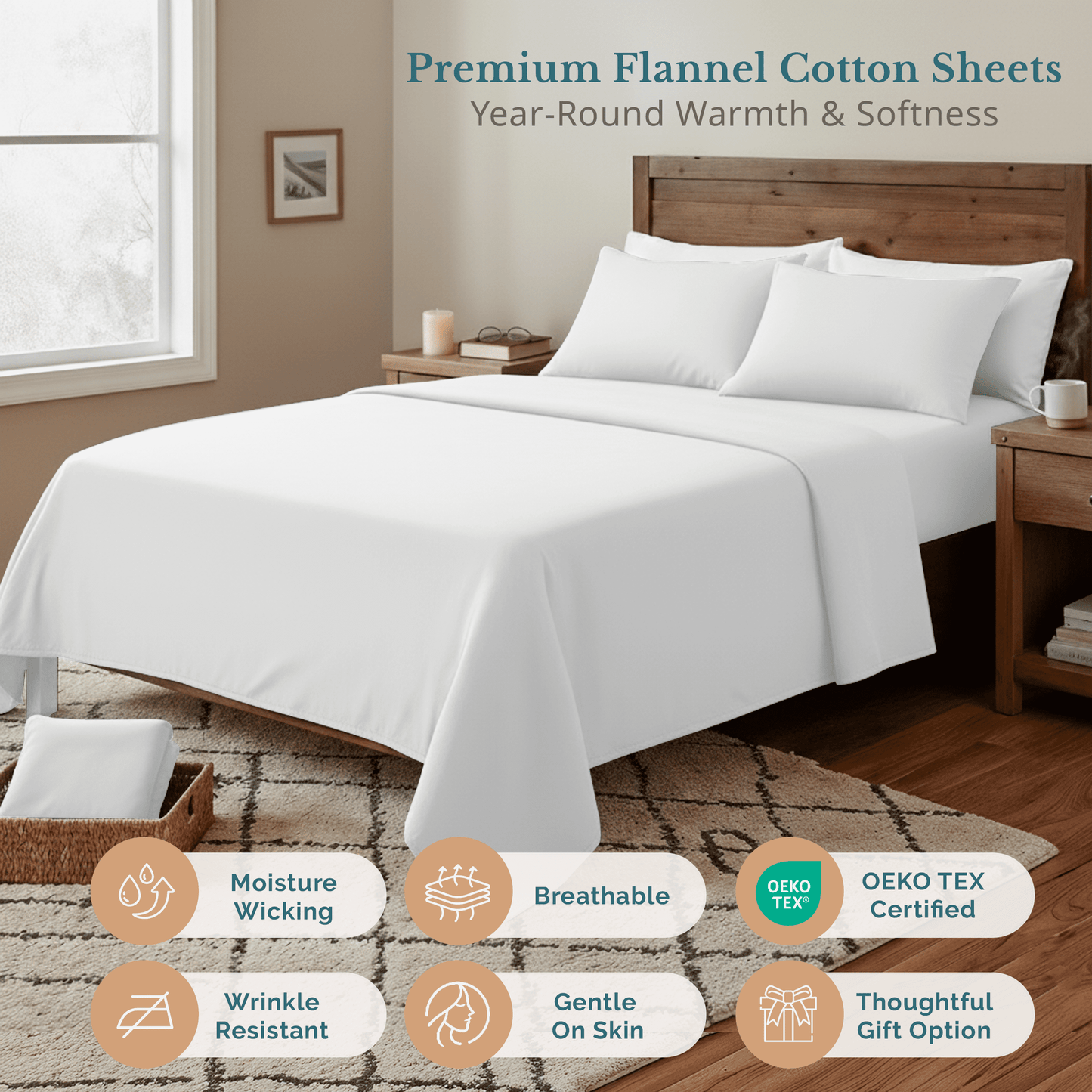 Flannel Sheet Set cp-gallery: color=White