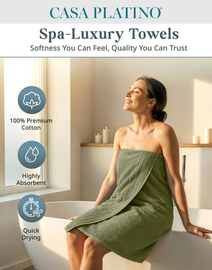 8-Piece Cotton Bath Towel Set cp-gallery: color=Oil Green; size=8 Piece Set