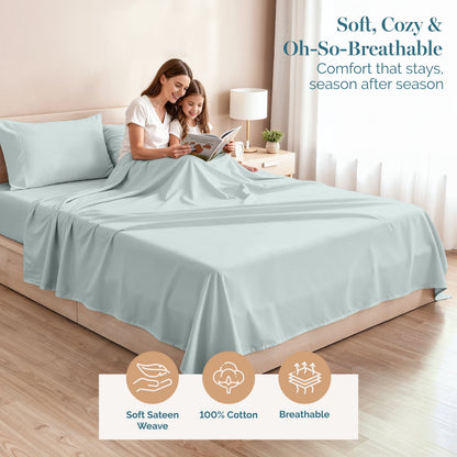 450 Thread Count Cotton Sheet Set cp-gallery: color=Ballad Blue; size=California King