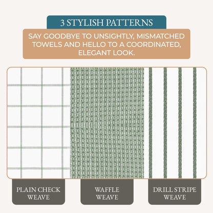 Multi-Weave Kitchen Towel Set cp-gallery: color=Olive