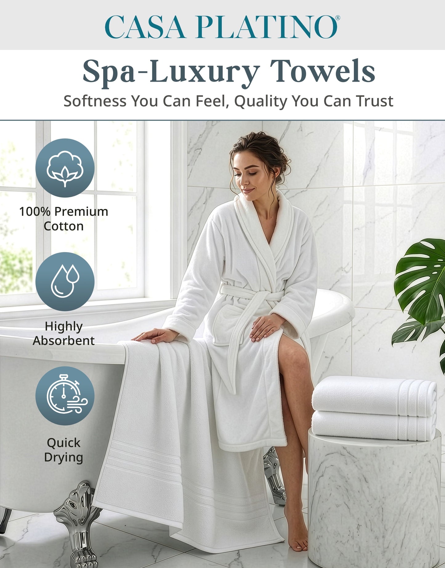4-Piece Cotton Bath Towels Set cp-gallery: color=White; size=4 Piece Set