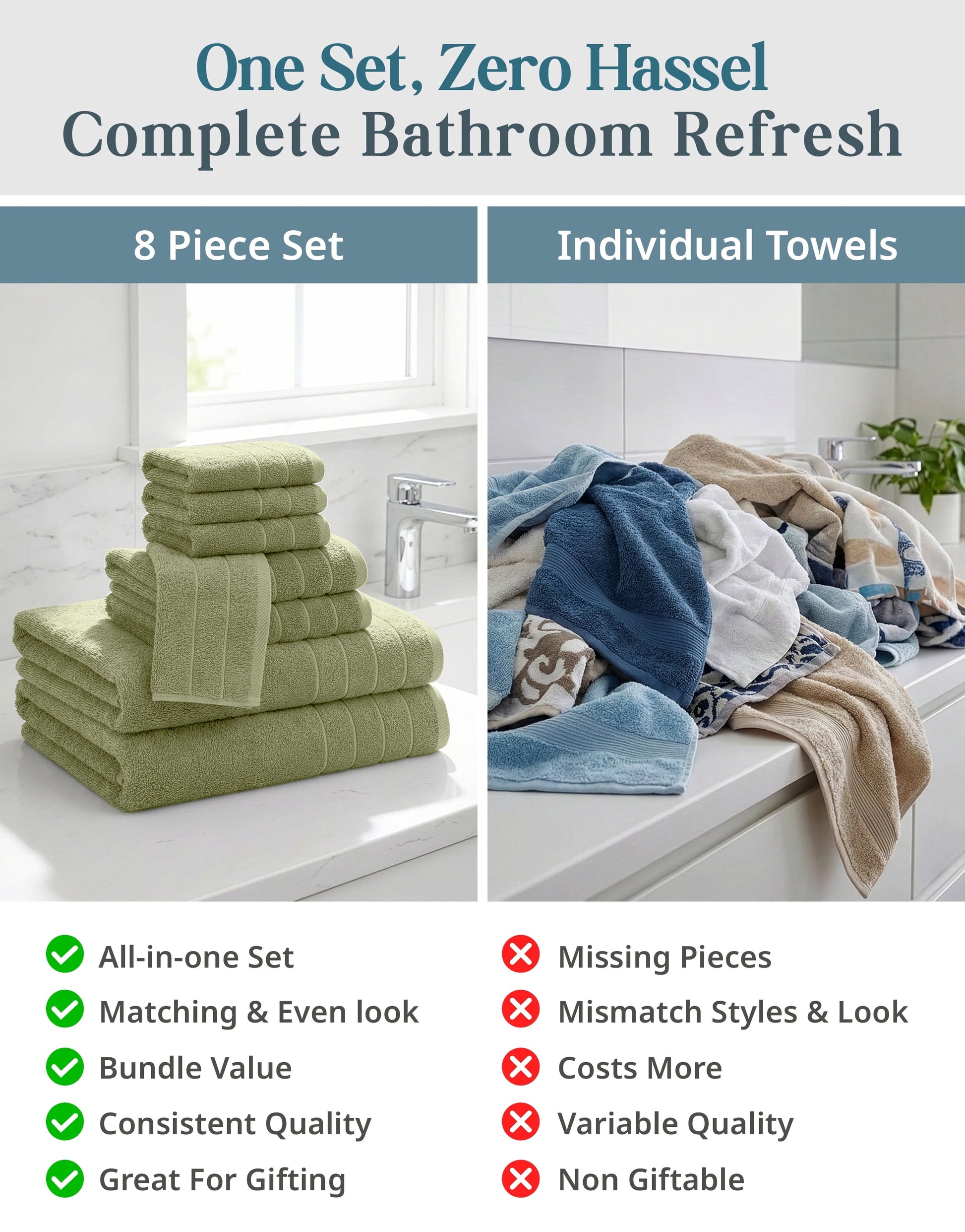 8-Piece Cotton Bath Towel Set