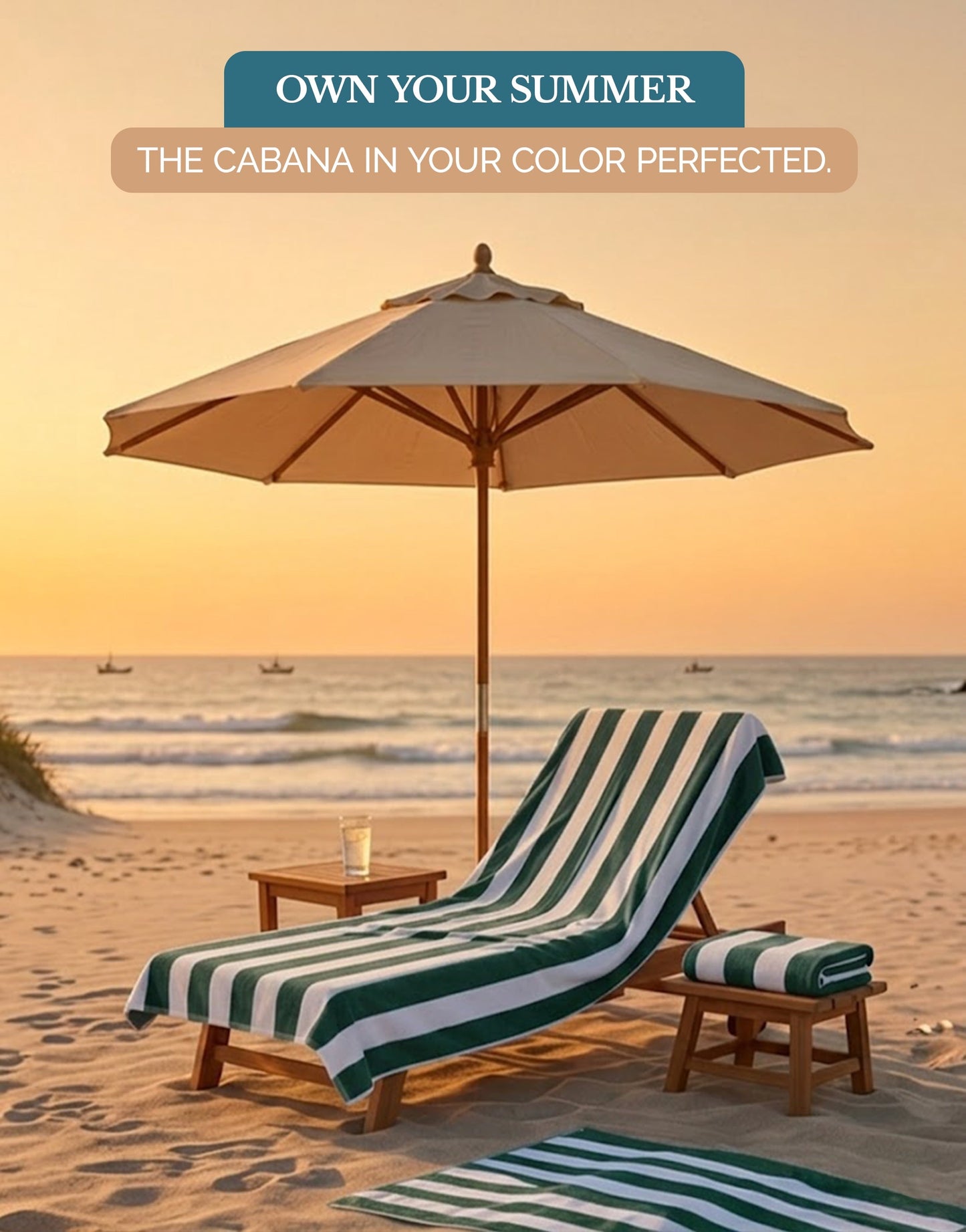 4-Piece Cabana Beach Towel Set cp-gallery: color=Green; size=4 Piece Set