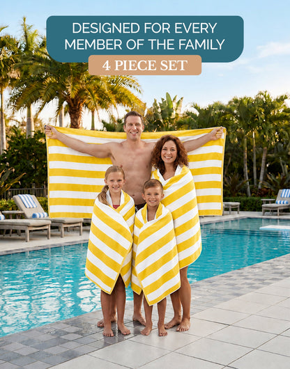4-Piece Cabana Beach Towel Set cp-gallery: color=Yellow; size=4 Piece Set