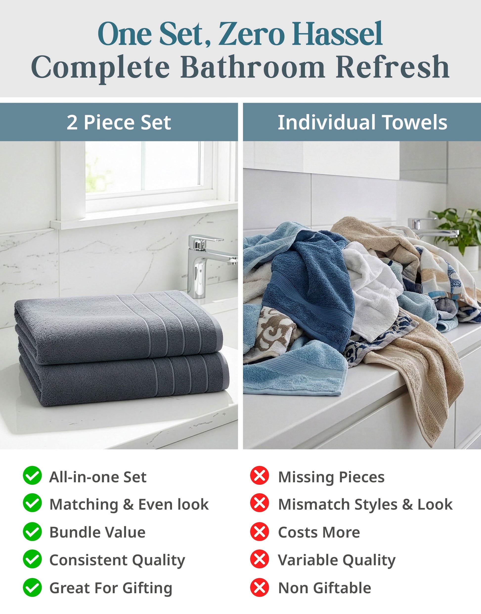 2-Piece Cotton Bath Towels Set