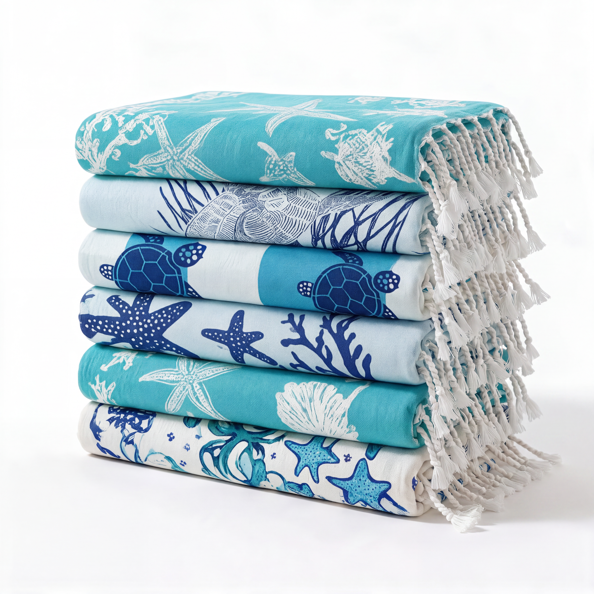Turkish Beach Towel, Set of 6 - Coral Beach