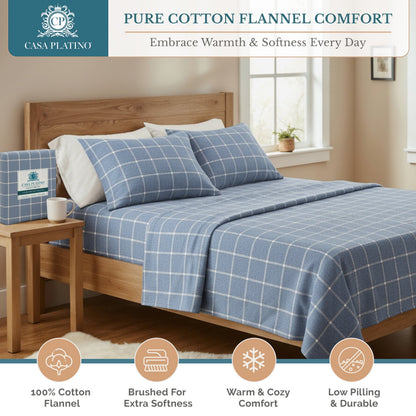 Flannel Sheet Set cp-gallery: color=Blue White