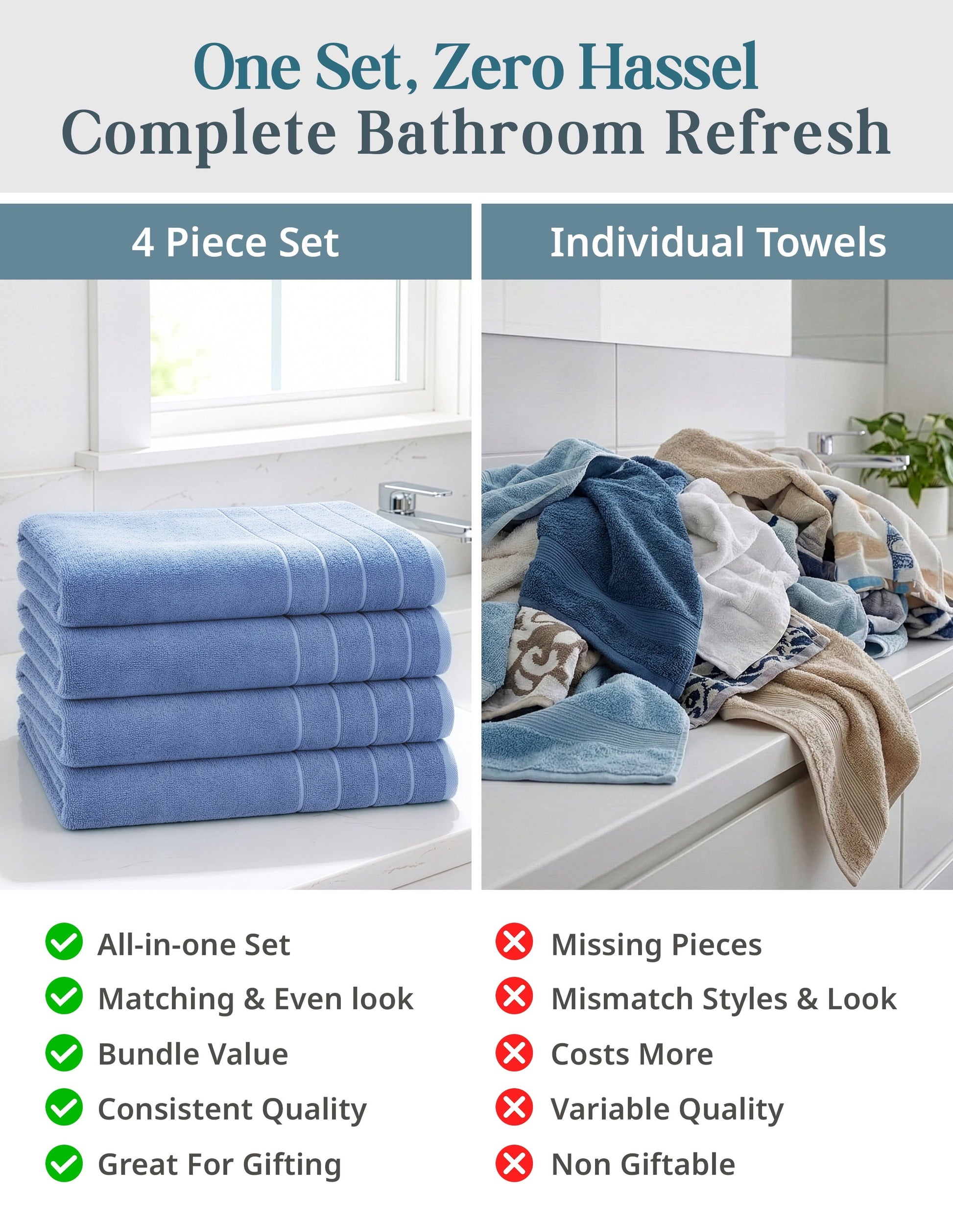4-Piece Cotton Bath Towels Set