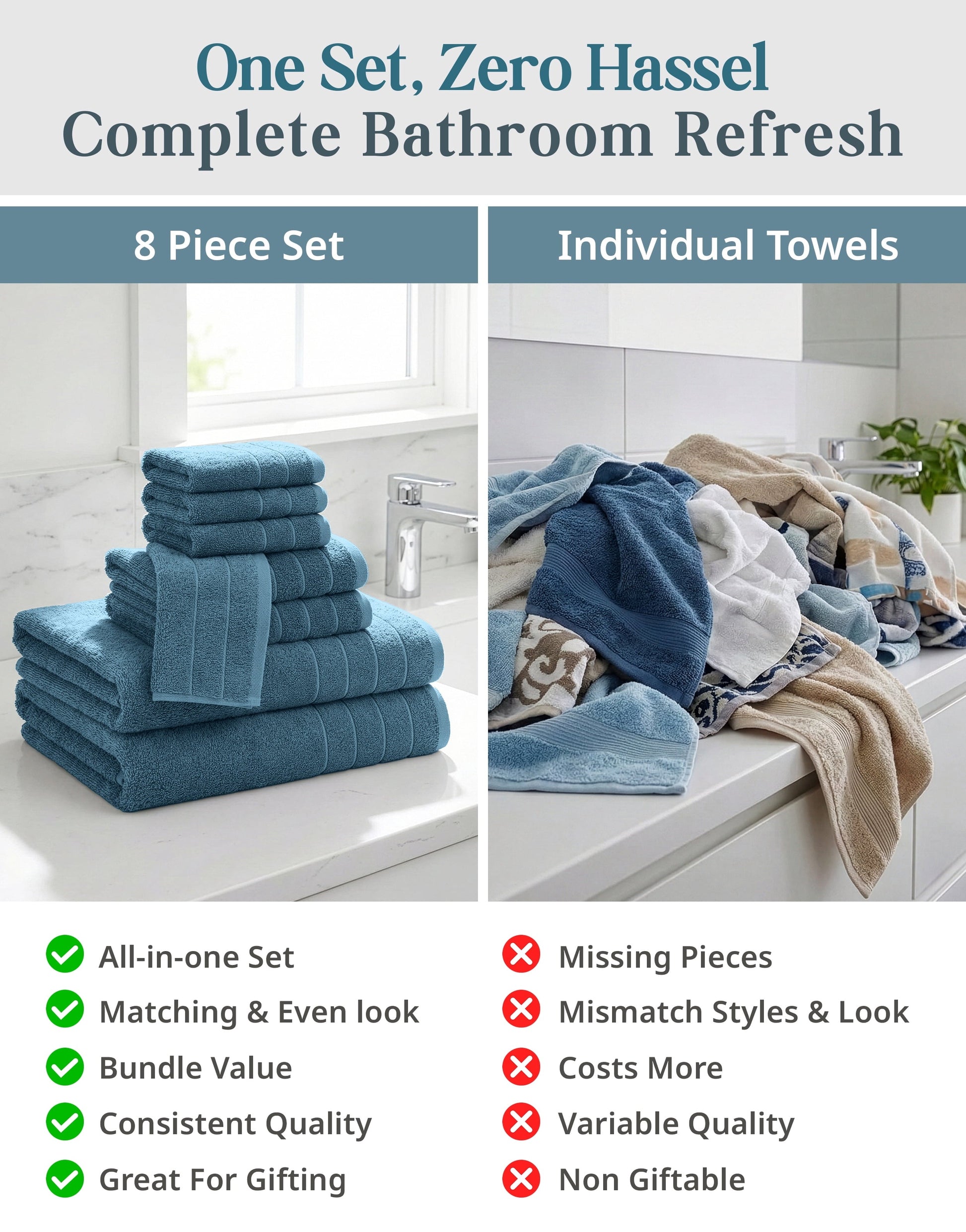 8-Piece Cotton Bath Towel Set