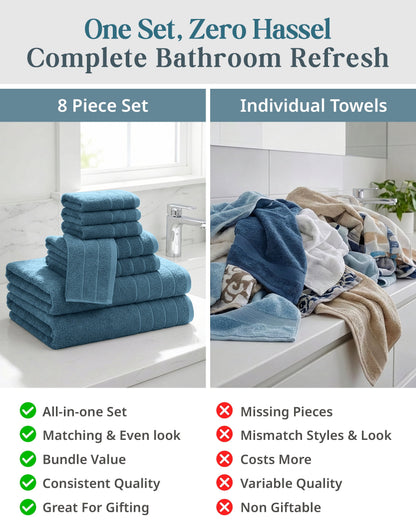 8-Piece Cotton Bath Towel Set cp-gallery: color=Steel Blue; size=8 Piece Set