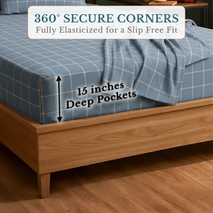 Flannel Sheet Set cp-gallery: color=Blue White
