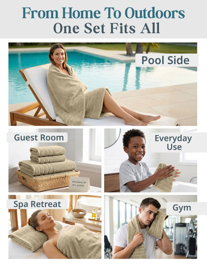 24-Piece Cotton Bath Towel Set cp-gallery: color=Taupe; size=24 Piece Set