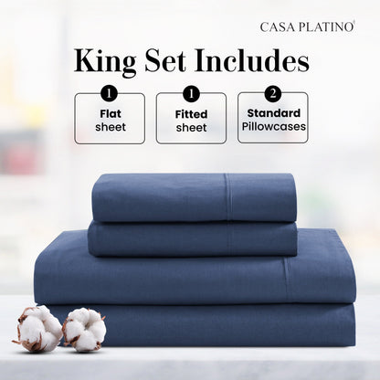 Percale Cotton Sheet Set cp-gallery: color=Navy; size=King