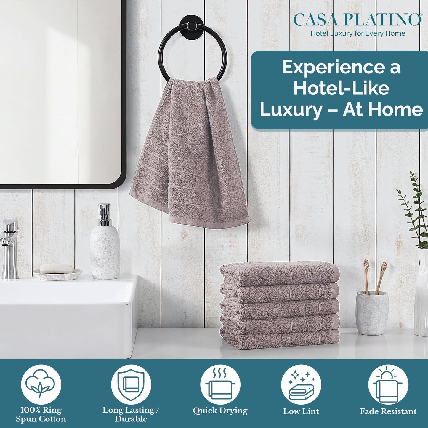 6-Piece Cotton Hand Towels Set cp-gallery: color=Platinum; size=6 Piece Set