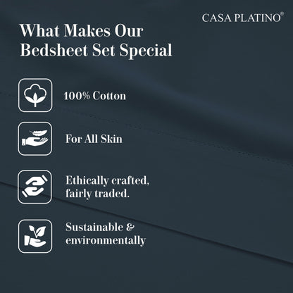 Percale Cotton Sheet Set cp-gallery: color=Estate Blue