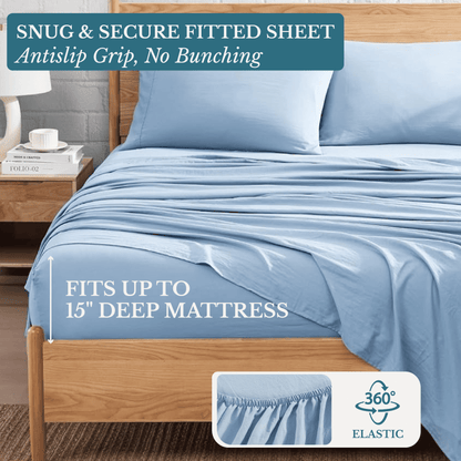 Washed Microfiber Sheet Set cp-gallery: color=French Blue