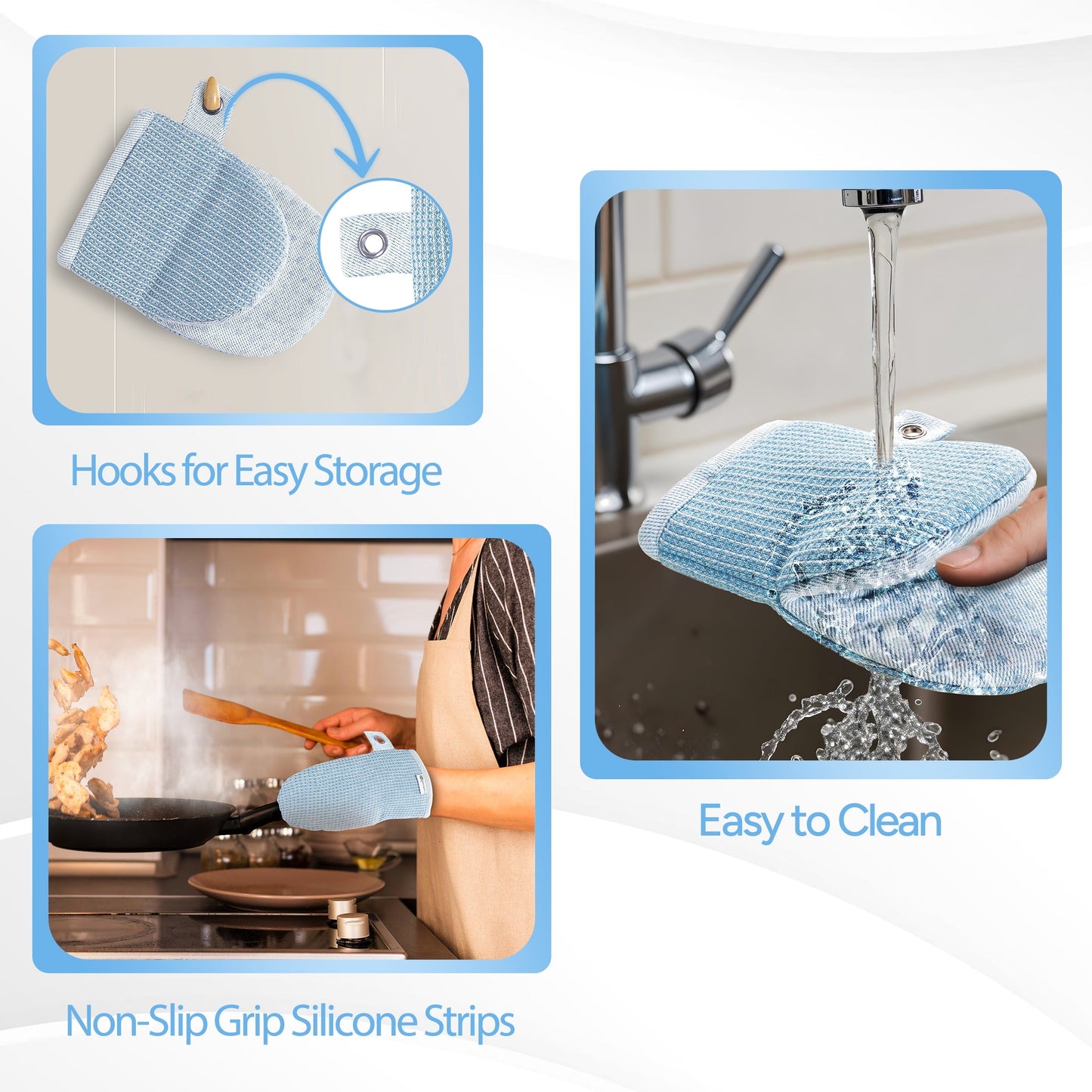 Kitchen Set - Oven Mitts, Pot Holders & Towels cp-gallery: color=Cornflower; size=4 Piece Set