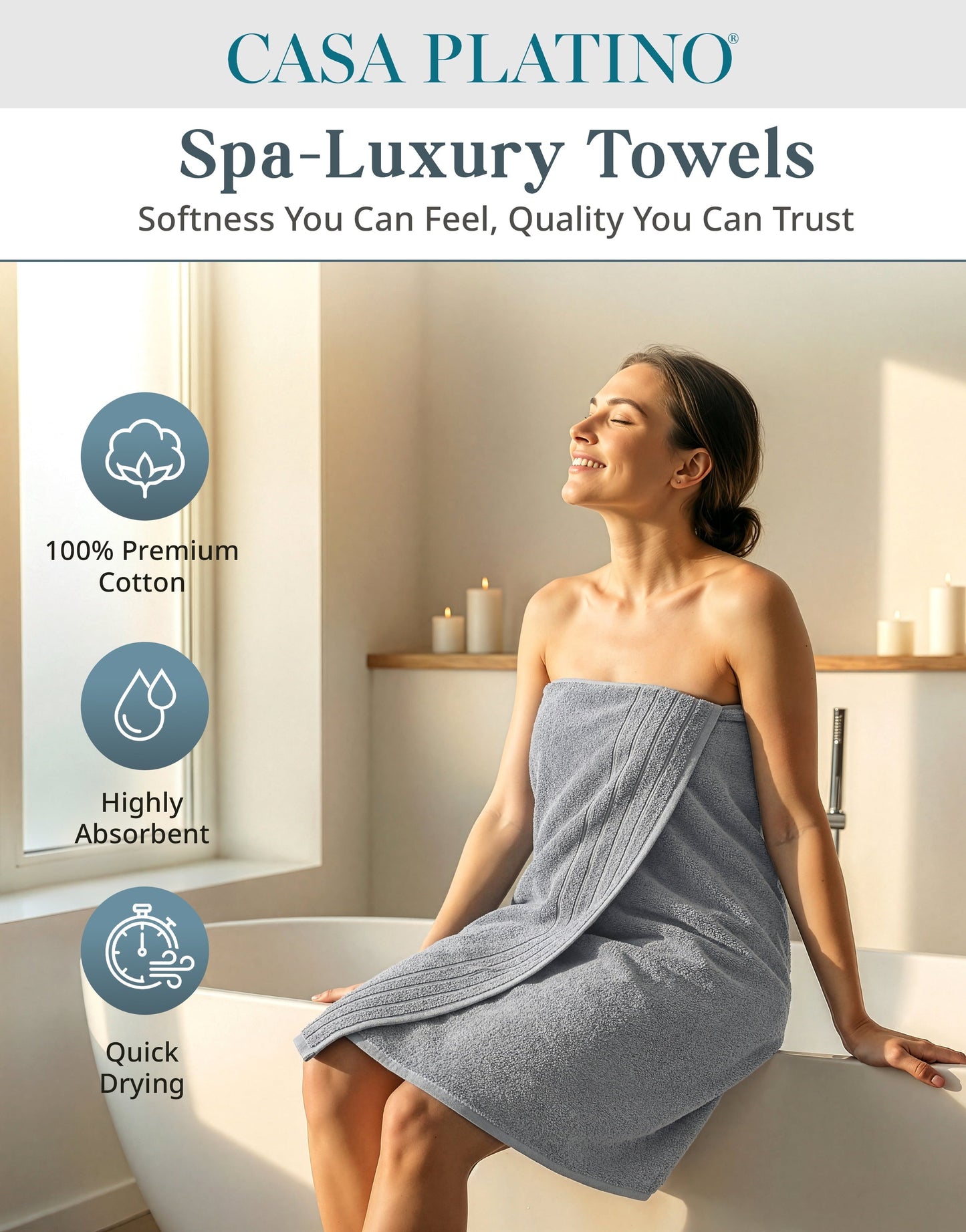 8-Piece Cotton Bath Towel Set cp-gallery: color=Ultimate Grey; size=8 Piece Set