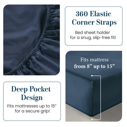 Percale Cotton Sheet Set cp-gallery: color=Navy